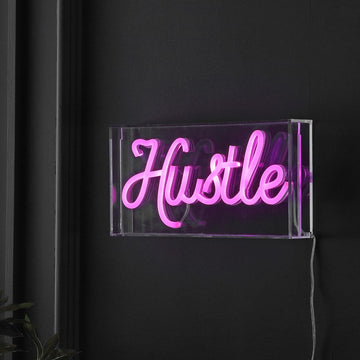 Hustle Contemporary Glam Acrylic Box USB Operated LED Neon Light - JONATHAN Y